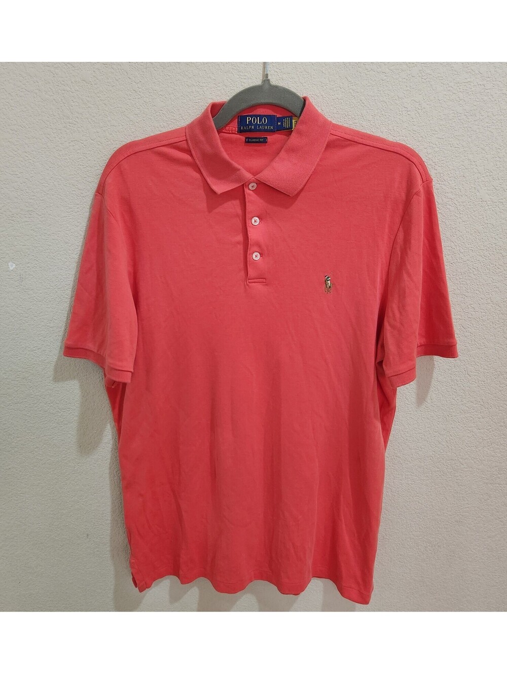 New Polo Ralph Lauren Mens Red Classic-Fit Short-Sleeve Polo Shirt Sz Medium